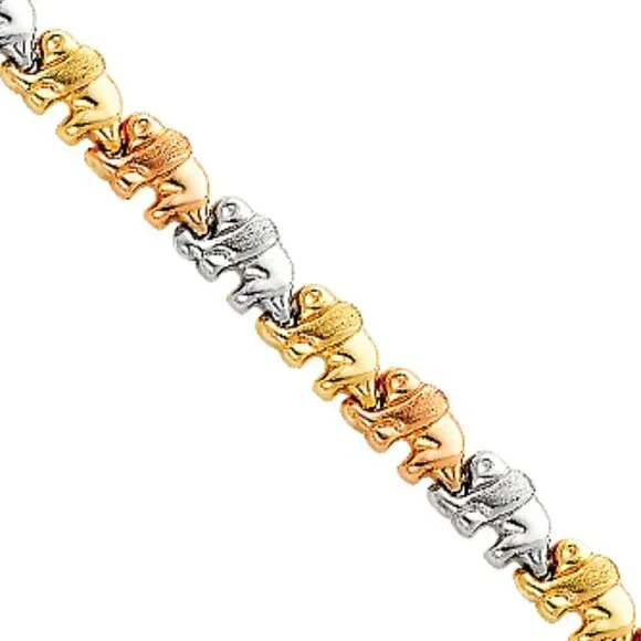 14K 3 Color Elephants Light Stampato Bracelet